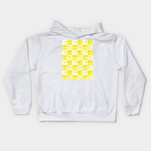 Frenchies with Glasses Pattern Yellow Kids Hoodie